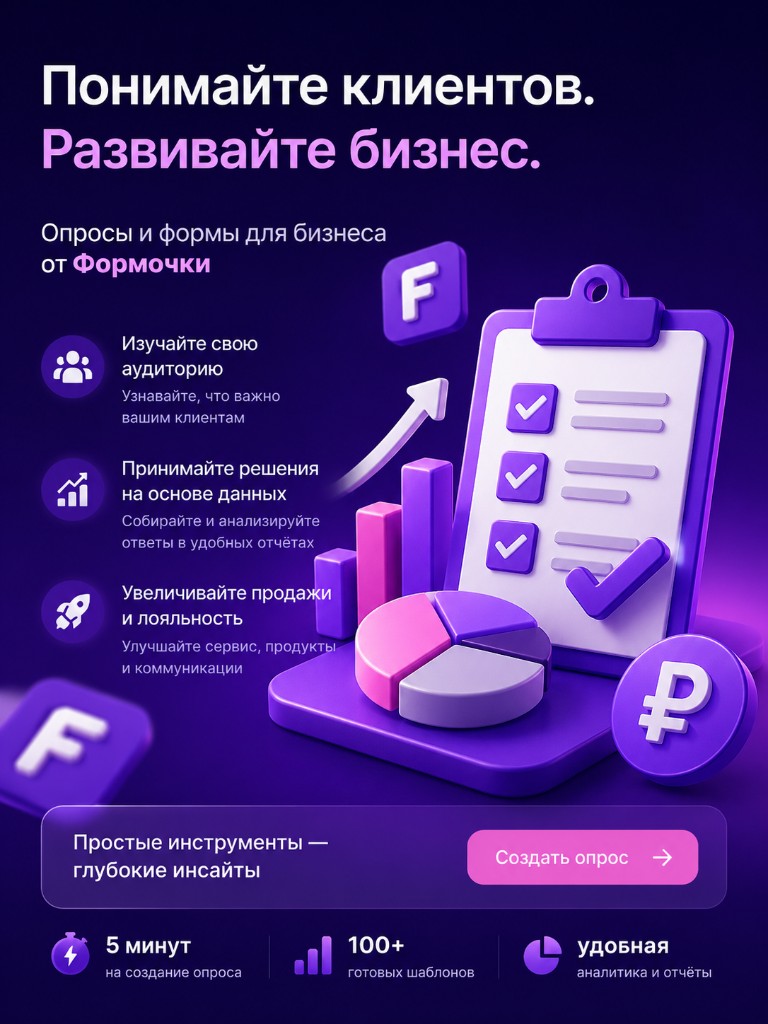 Понимайте клиентов. Развивайте бизнес. Опросы и формы для бизнеса от Formo4ka