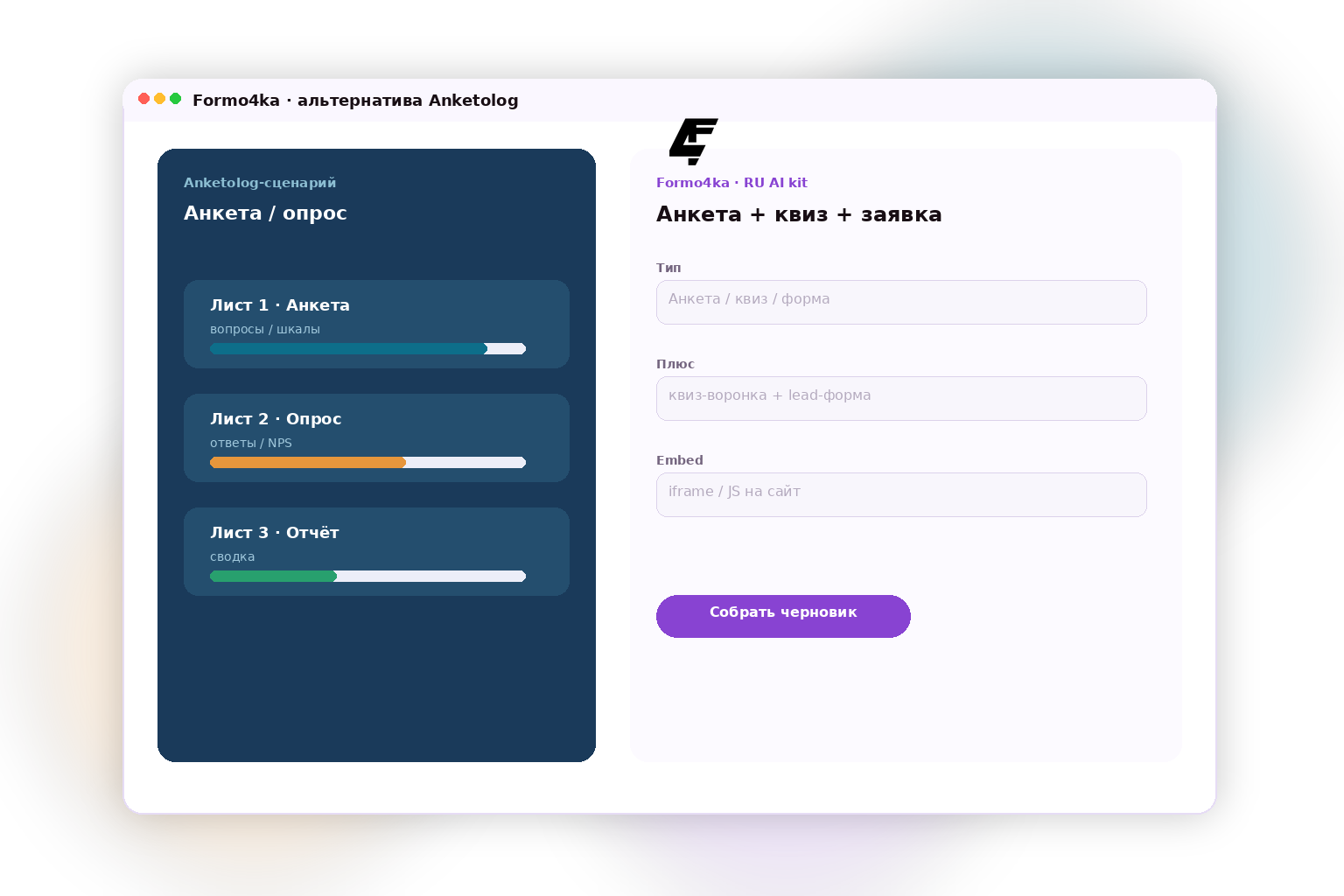 Formo4ka — альтернатива Anketolog: анкеты, квизы и формы на русском